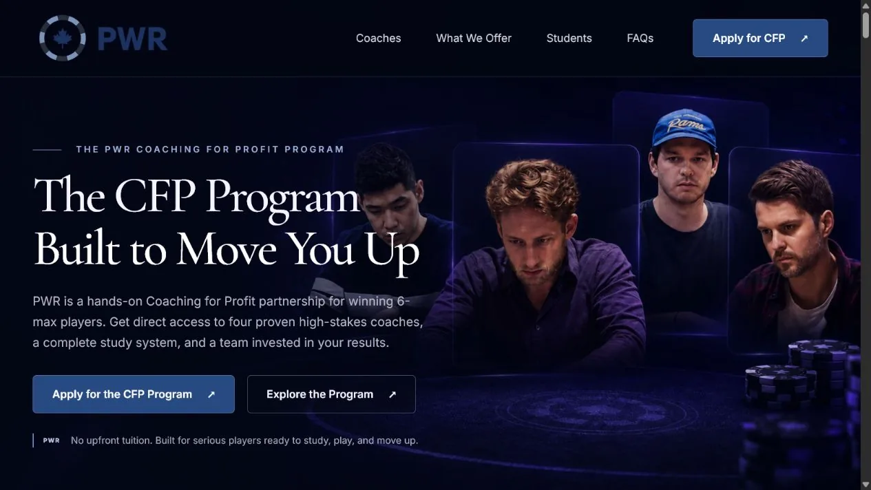 PWR website homepage
